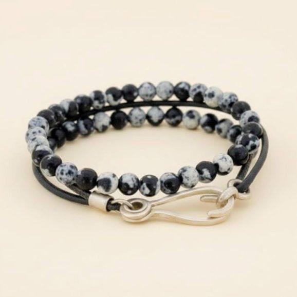 צמיד סוגרים מזהב לבן 14 קראט – יוניסקס בעבודת יד