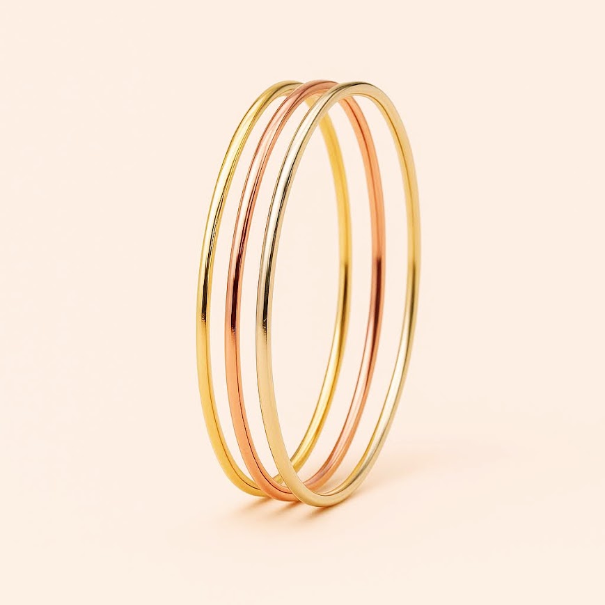 צמיד טריקולור קרטייה שלישיית חישוקי זהב מחוברים – תמונה 2