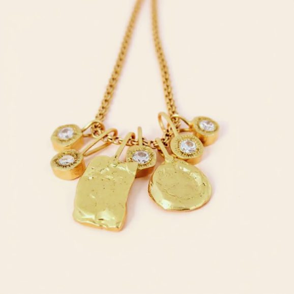 שרשרת זהב יהלומים גולמיים שירלי קורן