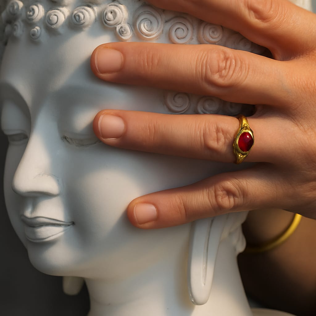 טבעת זהב 22 קראט גרנט סרי לנקה