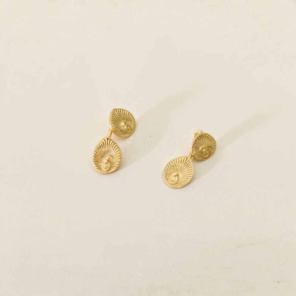 עגילי זהב טווס 22 קראט